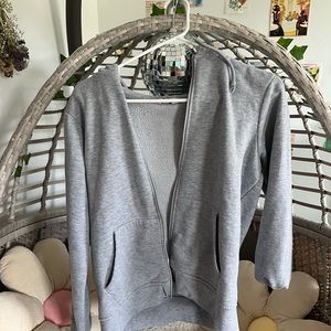 grey zip up hoodie